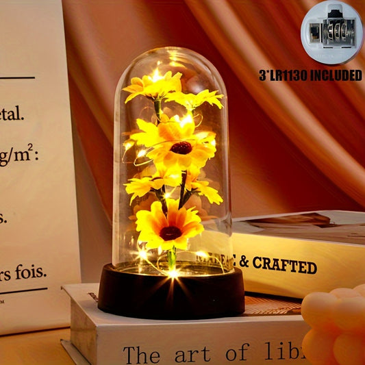 1pc Simulated Sunflower Decorative Night Light, Valentine's Day, Mother's Day, Anniversary, Weddings Gifts, Desktop, Bedside/Wall Cabinet Flower Decorative Light