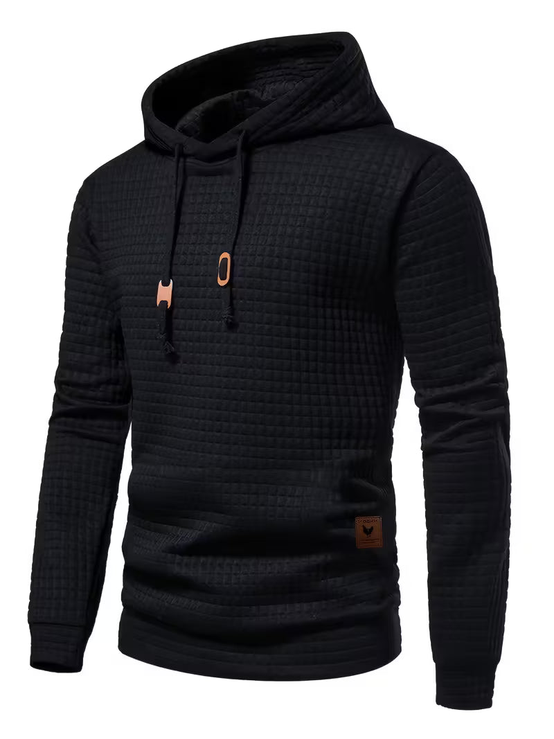 Waffle Pattern Solid Hoodie