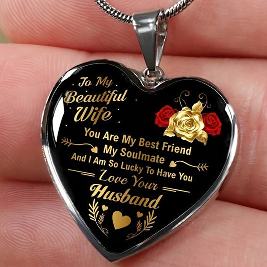 to My Wife You Are My Best Friend I Always Love You Heart Pendant Necklace to Wife Anniversary Birthday Gift From Husband