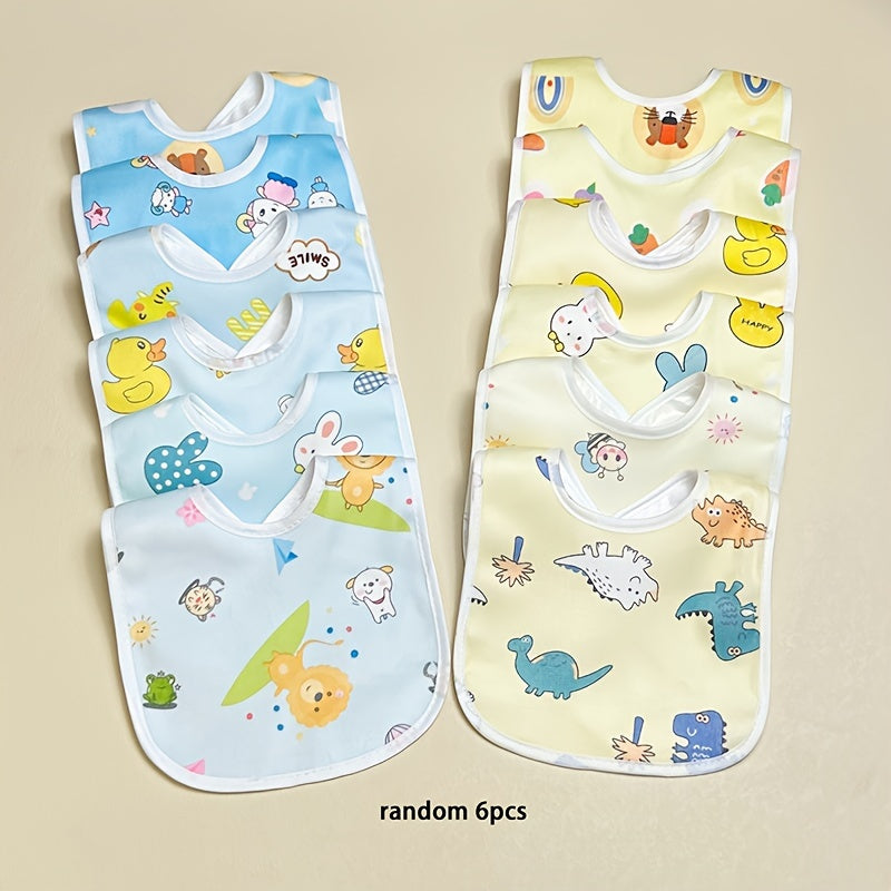 4/6pcs Set Random Style Children's Crystal Velvet Bib Bib Cartoon Newborn Waterproof Drool Towel Male and Female Baby U-shaped Eating Pocket