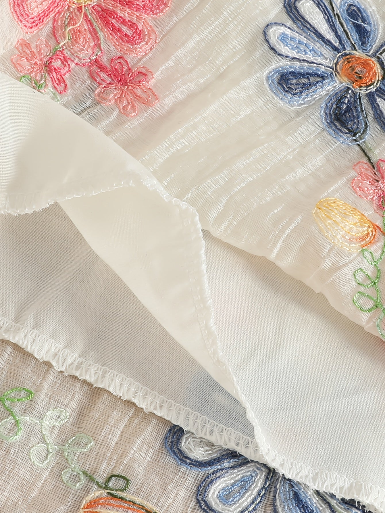 Summer New Bohemian Style Flower Embroidery Mesh Overlay Dress | Sleeveless, Non-Stretch Fabric, Flared Hem, Round Halter Neck, Ideal for Casual and Travel Vacation, Little Thin Princess Dress