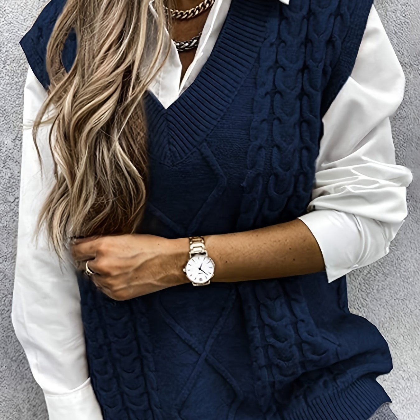 Women'S Sleeveless V-Neck Sweater Vest | Medium Stretch, Rib, Casual Style for Spring/Fall