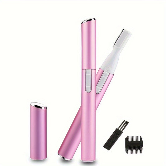 1pc CIICII Electric Facial Hair Trimmer, Personal Pen Detailer with Rinseable Blades, Cleaning Brush & Trimming Comb for Eyebrows, Neckline, Nose, Ears - Plastic, Dry Battery Powered (Batteries Not Included), Personal Care Ac