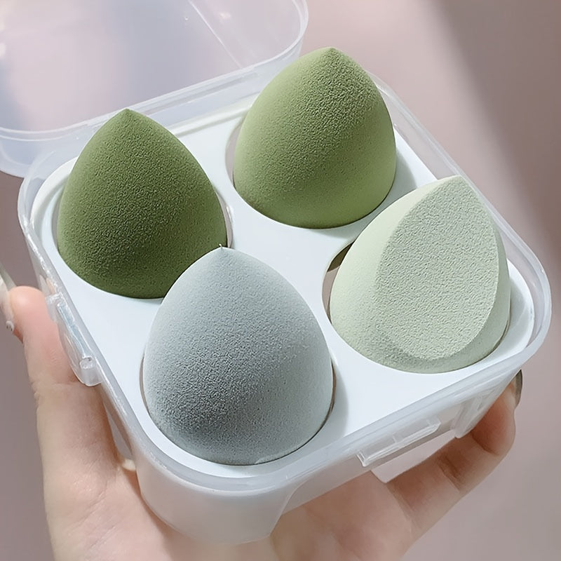 4pcs Premium Makeup Blender Set - Soft & Durable Sponges with Storage Box - Perfect for Foundation & Powder Application - Ergonomic Beauty Tool for Flawless Coverage