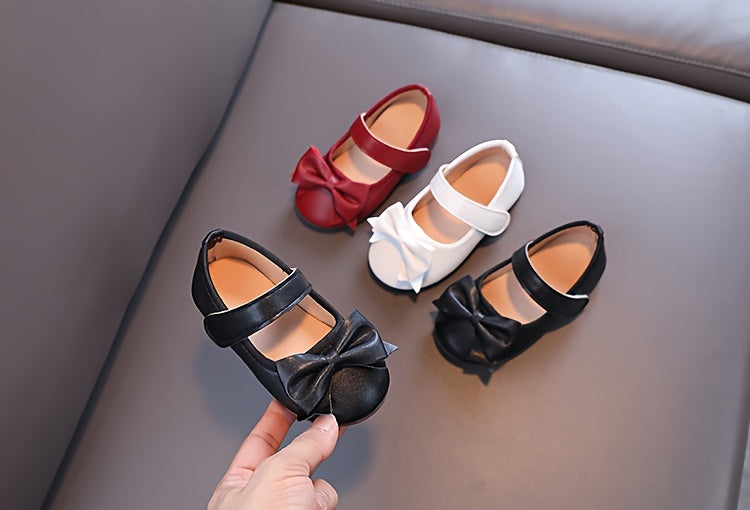 Girls Shoes Mary Jane Flats Soft Sole Non-slip Bow Decor Princess Shoes