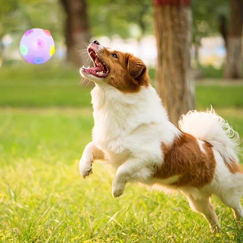 1pc Light Up Bouncy Ball Toy For Dogs, Glow Jumping Glow-in-the-Dark Bouncing Vibrating Bouncy Balls For Chasing And Playing Chewable Flashing Interactive Toys, Dogs' Favourite
