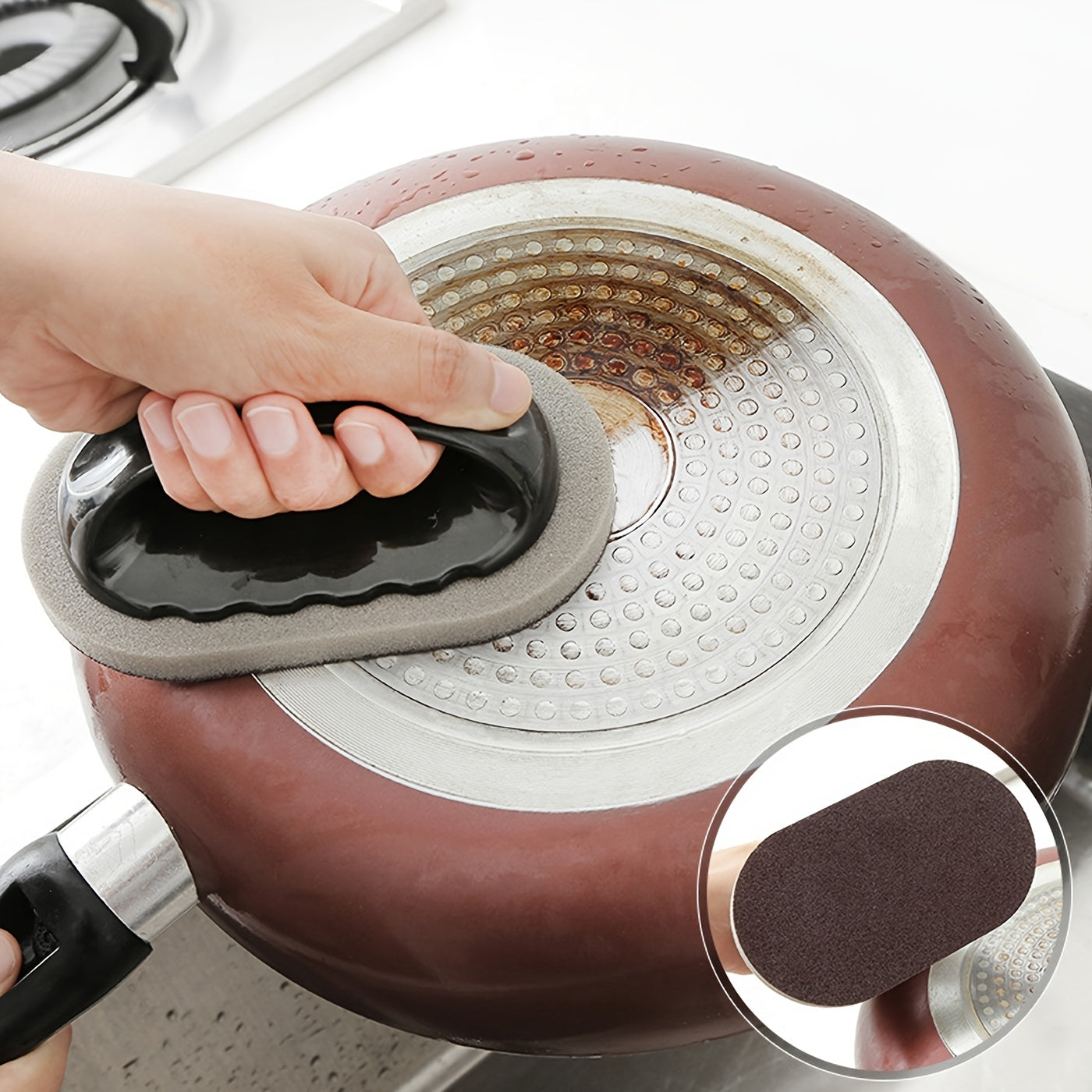 1pc/2pcs/5pcs- Kitchen Magic Sponge Brush, Multifunctional Sponge Cleaning Brush, Pan Pot Grinder Knife Melamine Sponge Clean Strong Decontamination Brushes Descaling.