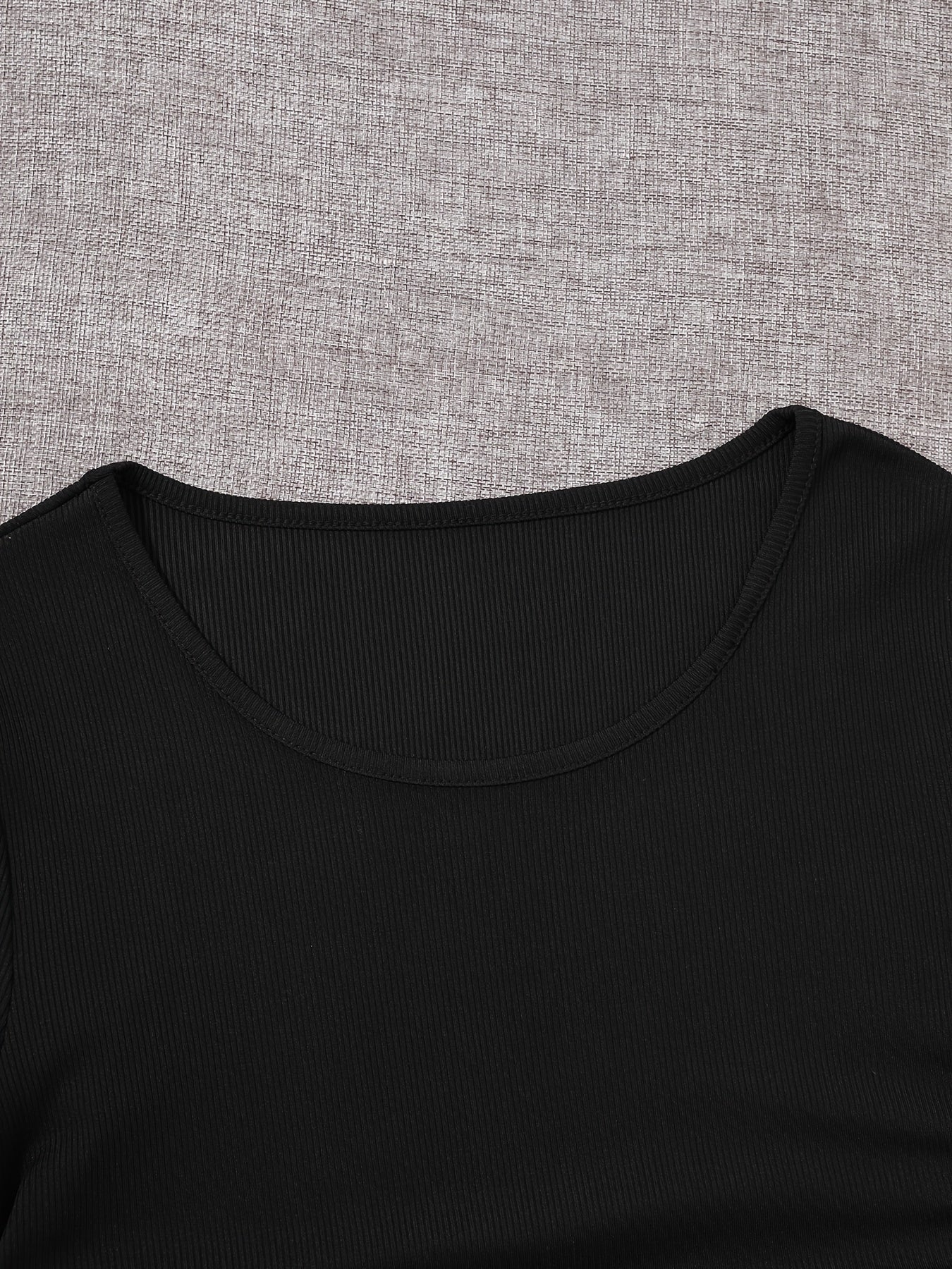 Drawstring Ruched Skinny Dress, Solid Short Sleeve Crew Neck Dress, Women's Clothing
