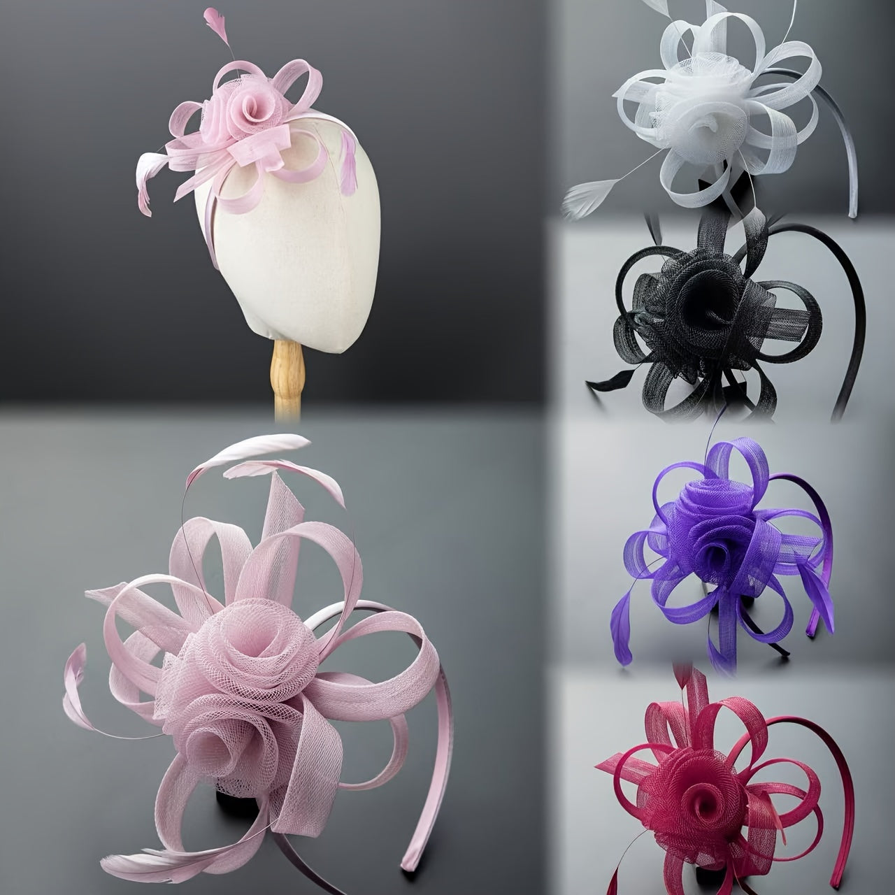 1pc Elegant Women'S Fascinator Headband - Polyester Mesh Flower Veil with Feather Detail for Cosplay, Bridal, Wedding, Tea Party, Church Hat Accessory, Derby Racing - Birthday Gift, Carnival/Mardi Gras/Masquerade