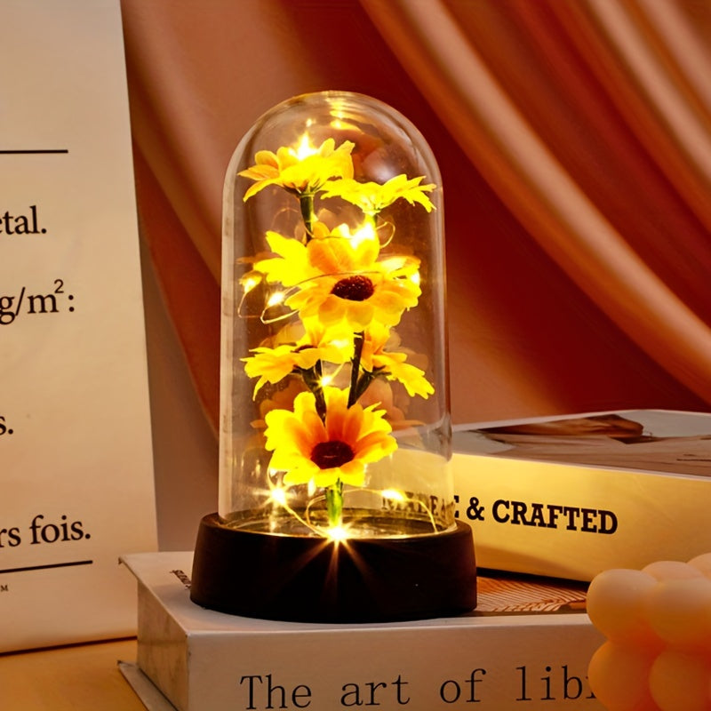 1pc Simulated Sunflower Decorative Night Light, Valentine's Day, Mother's Day, Anniversary, Weddings Gifts, Desktop, Bedside/Wall Cabinet Flower Decorative Light