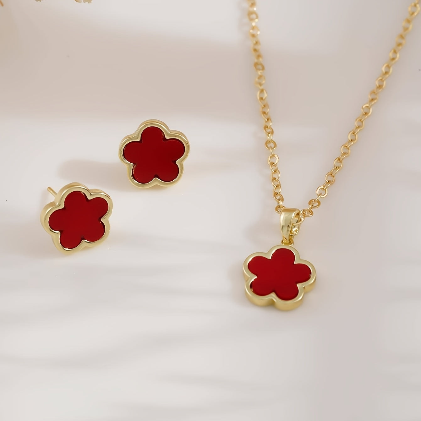 1 Pair Of Earrings + 1 Necklace Coquette Style Jewelry Set Trendy Luck Flower Design Multi Colors For U To Choose Match Daily Outfits