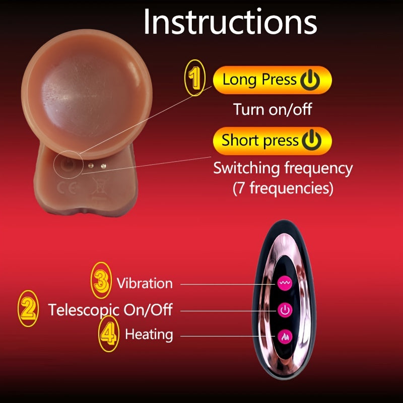 1pc Realistic Silicone Dildo with Suction Cup and Telescopic Vibration, Wireless Infrared Control, Rechargeable Lithium Battery, G-Spot and Anal Play Masturbation Toy for Women
