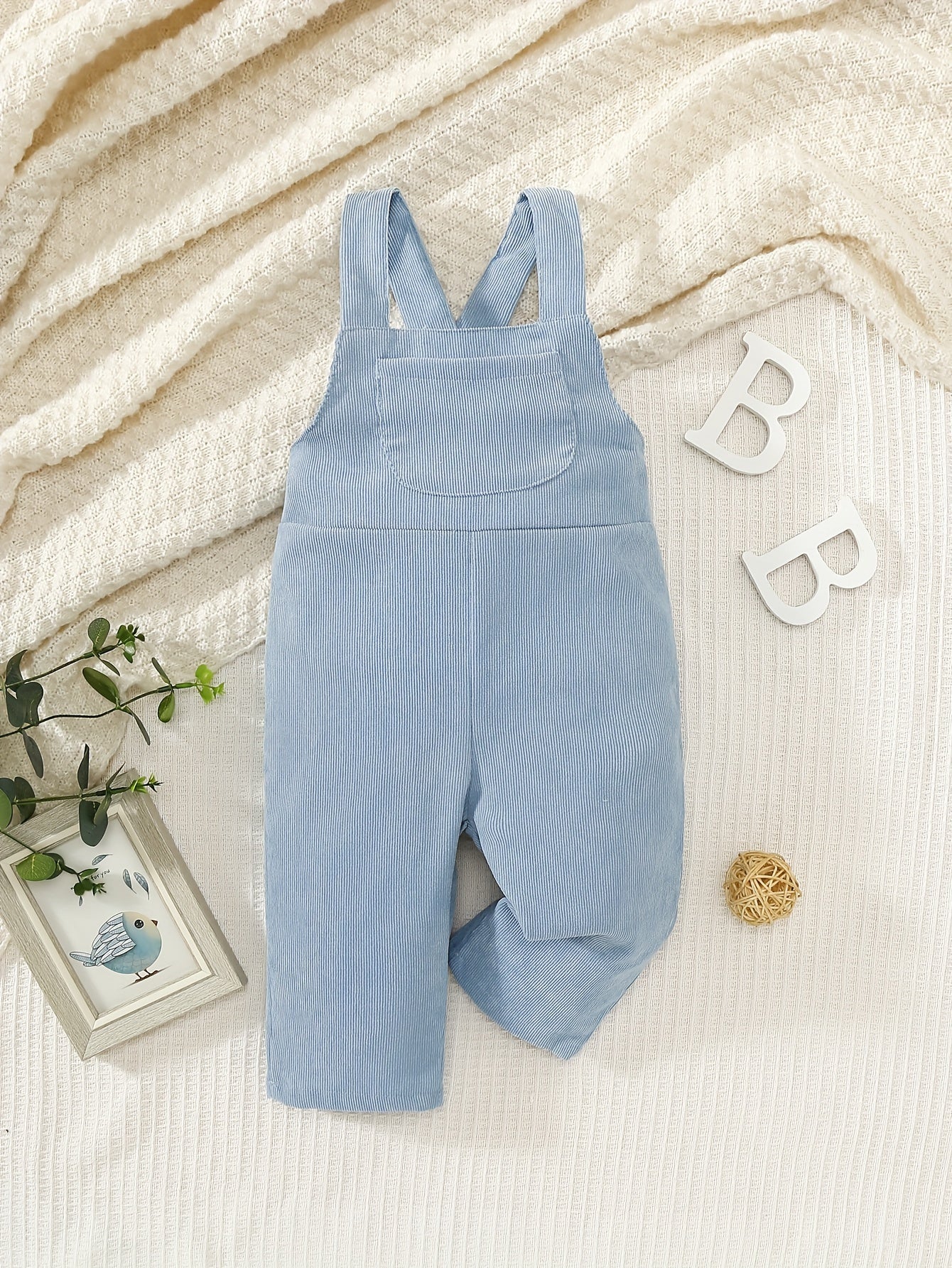 Casual Corduroy Knotted Toddler Baby Overalls, Jumpsuit With Pocket, Retro Strap Pants For Boys Girls