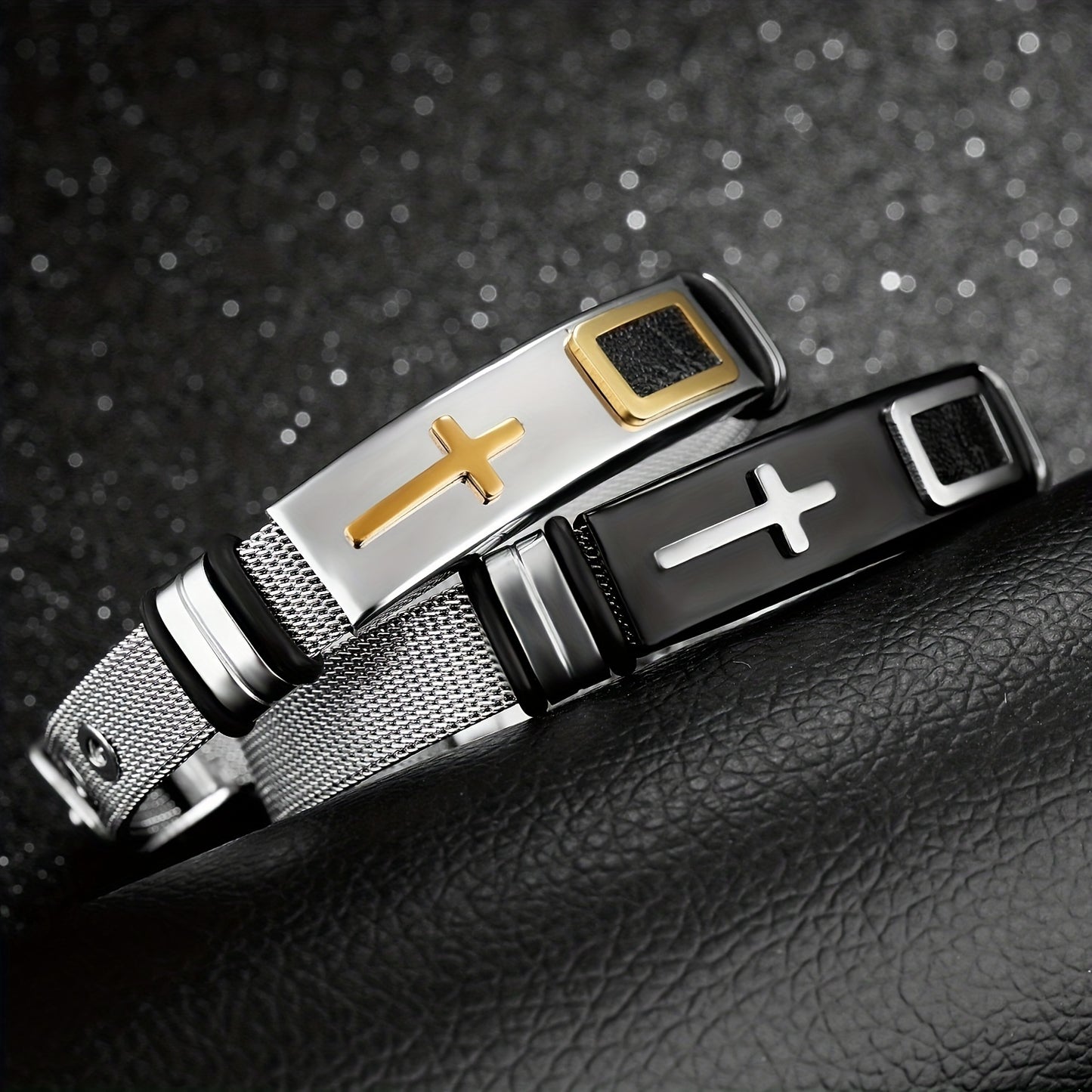 New Cross Titanium Steel Personality Men's Personality Bracelet Glossy Jewelry Popular Fashion Stainless Steel Bracelet