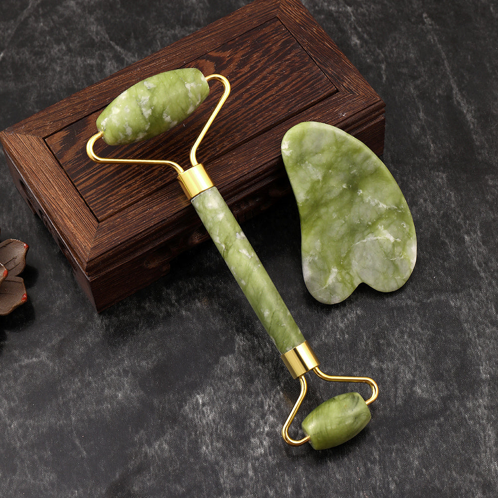 Jade Roller And Gua Sha Tools Set, Skin Care Massager, Jade Facial Roller, Natural Jade Facial Roller, Massage Tool For Face, Eyes, Neck And Body, Beauty Tool