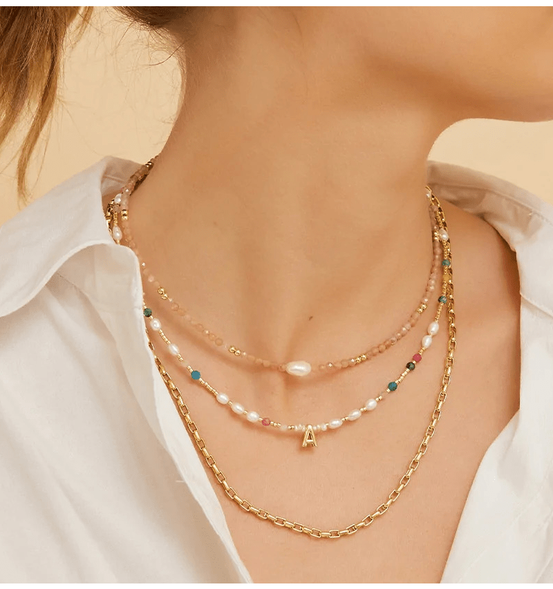 Natural Freshwater Pearl Beaded Necklace Boho Style Adjustable Neck Chain Everyday Jewelry Gift