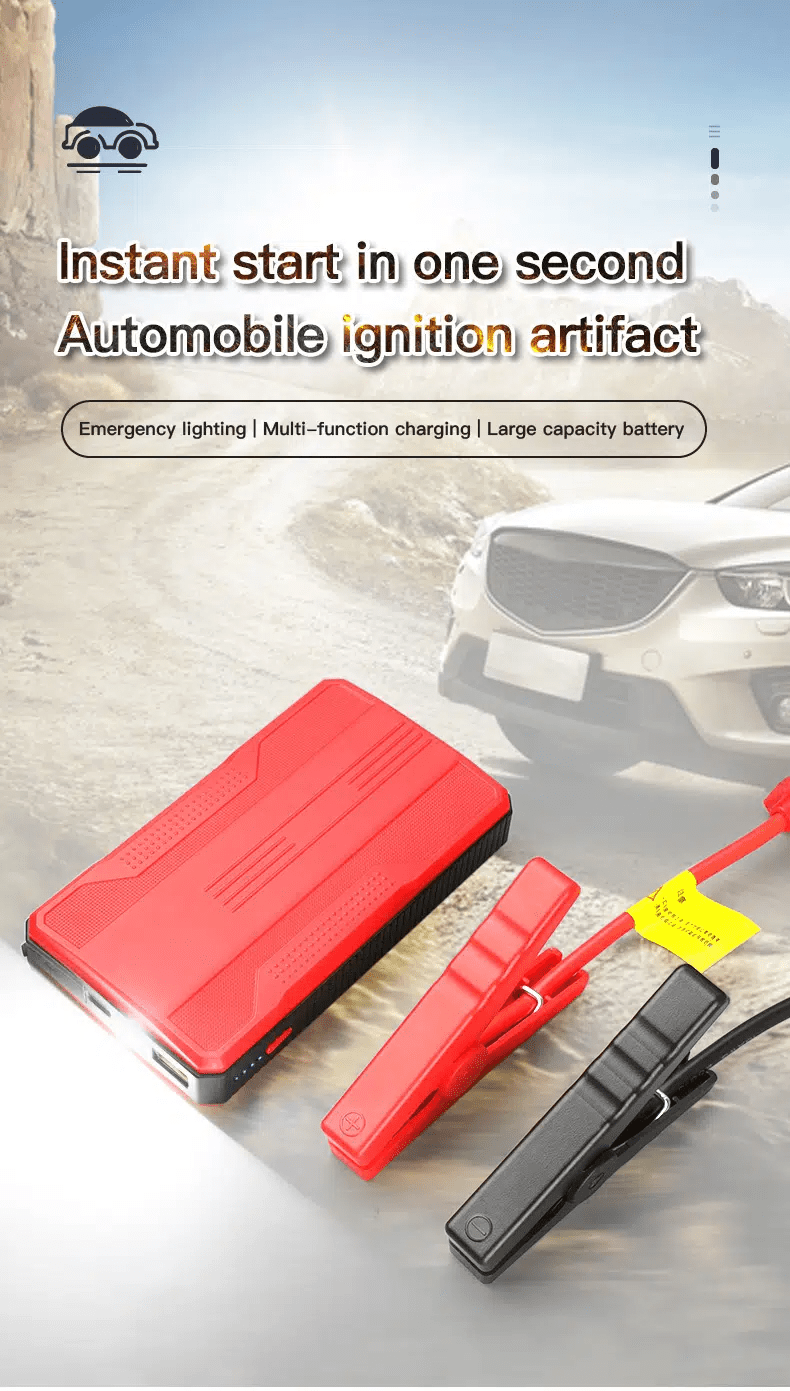 1pc Compact 26.64Wh Emergency Car Jump Starter Power Bank - Safe, Dual-Color, 12V Booster for Petrol & Diesel Vehicles, Portable, Rechargeable, Multi-Functional, LED Flashlight, USB Charging, and Travel-Friendly