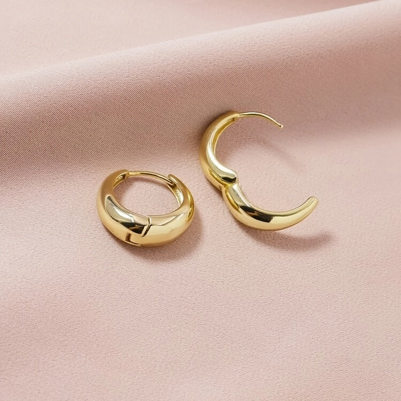 Minimalist Luxury Golden Hoop Earrings Copper 14K Gold Plated Jewelry Female Daily Wear Accessories