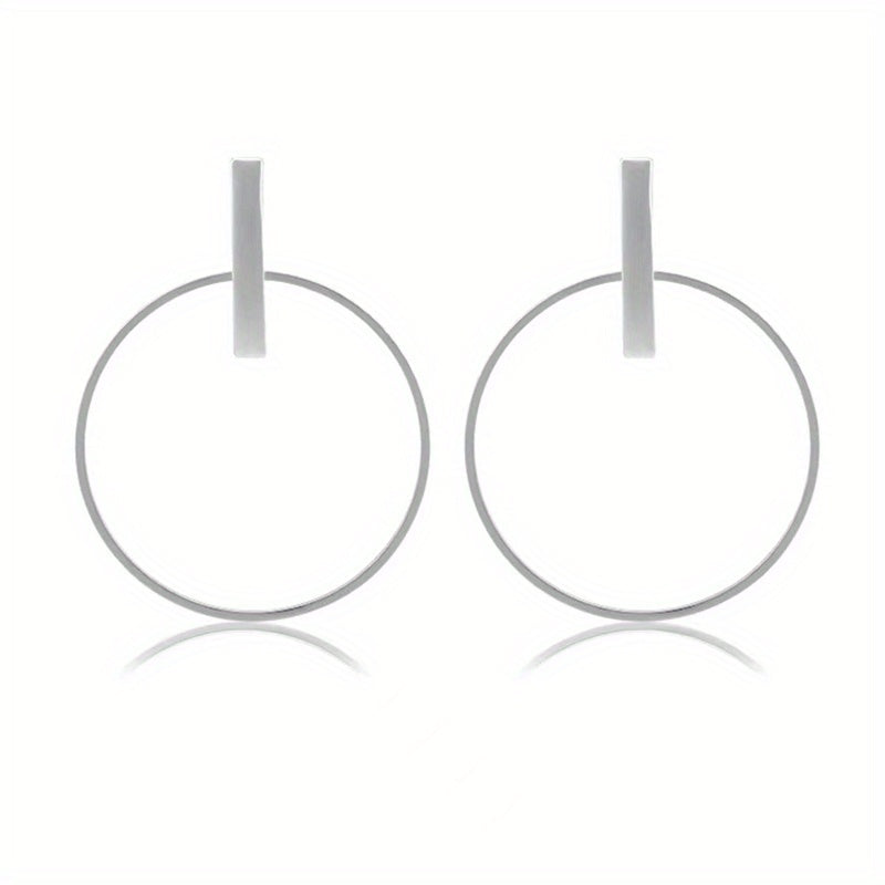 Plated Geometric Circle Drop Earrings Simple Style Jewelry For Women