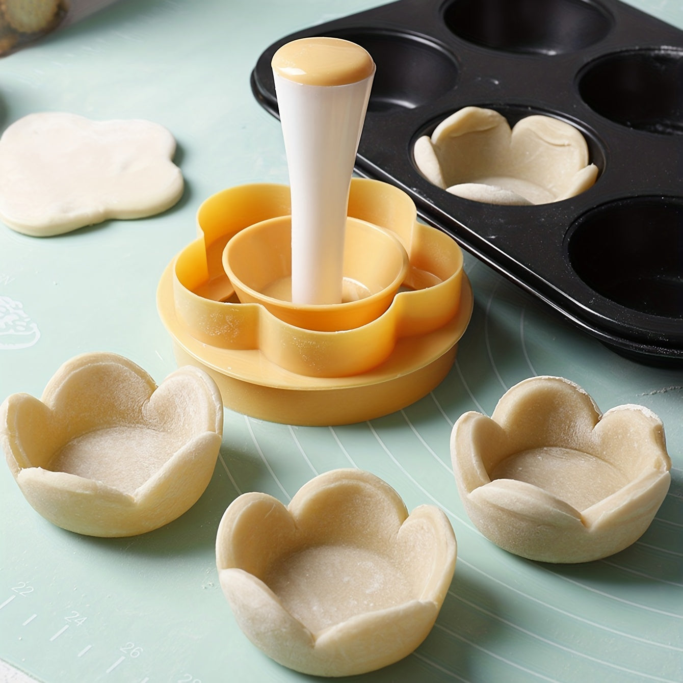 2pcs, Flower Pastry Cutter and Tart Tamper Set - Perfect for Baking Tarts, Cookies, and Biscuit Cutters - Kitchen Gadgets and Accessories