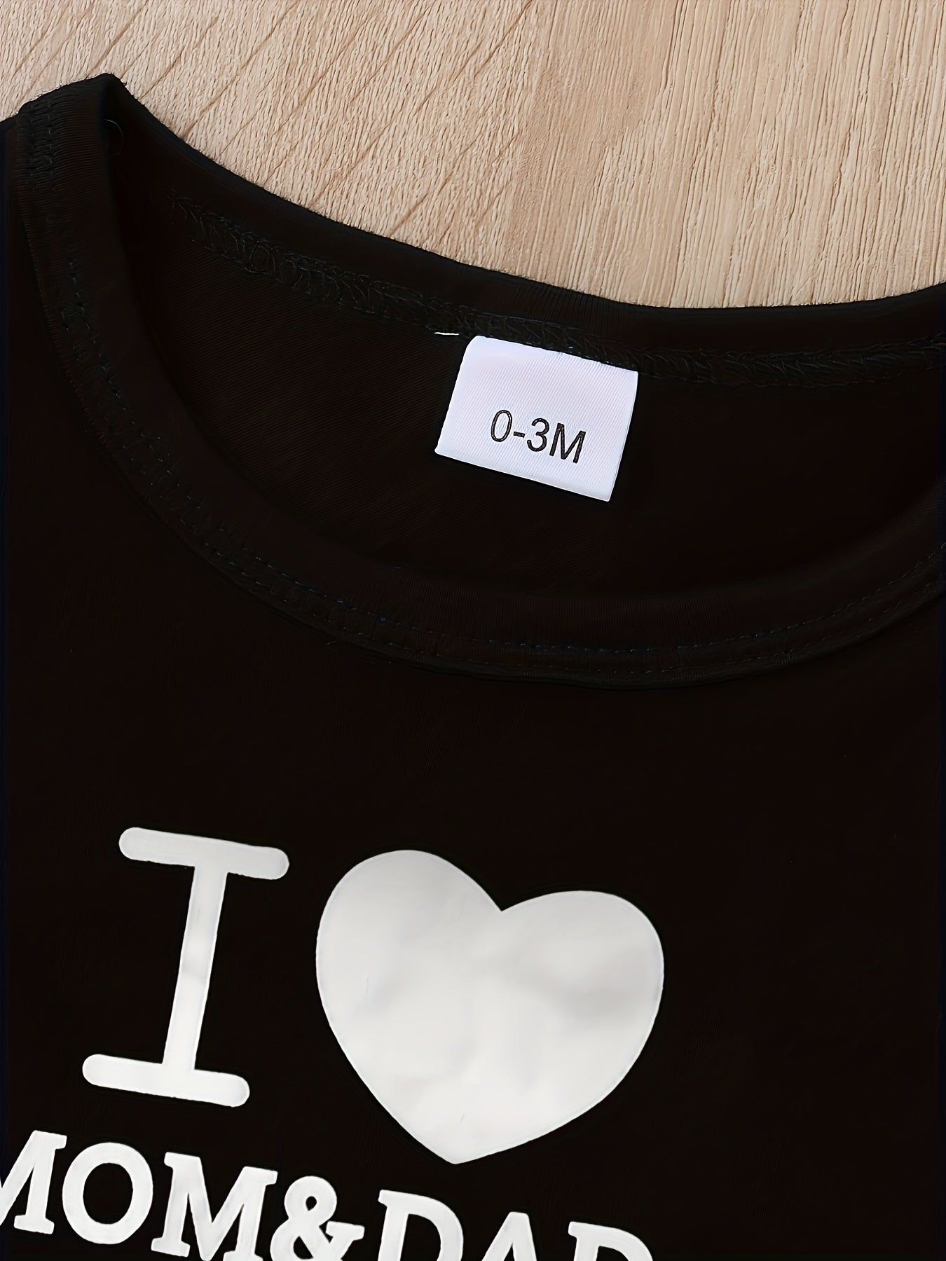 Baby Boys And Girls Casual "I Love My Mom & Dad" Printed Short Sleeve Romper, Cute Comfy Outdoor Jumpsuit Clothes