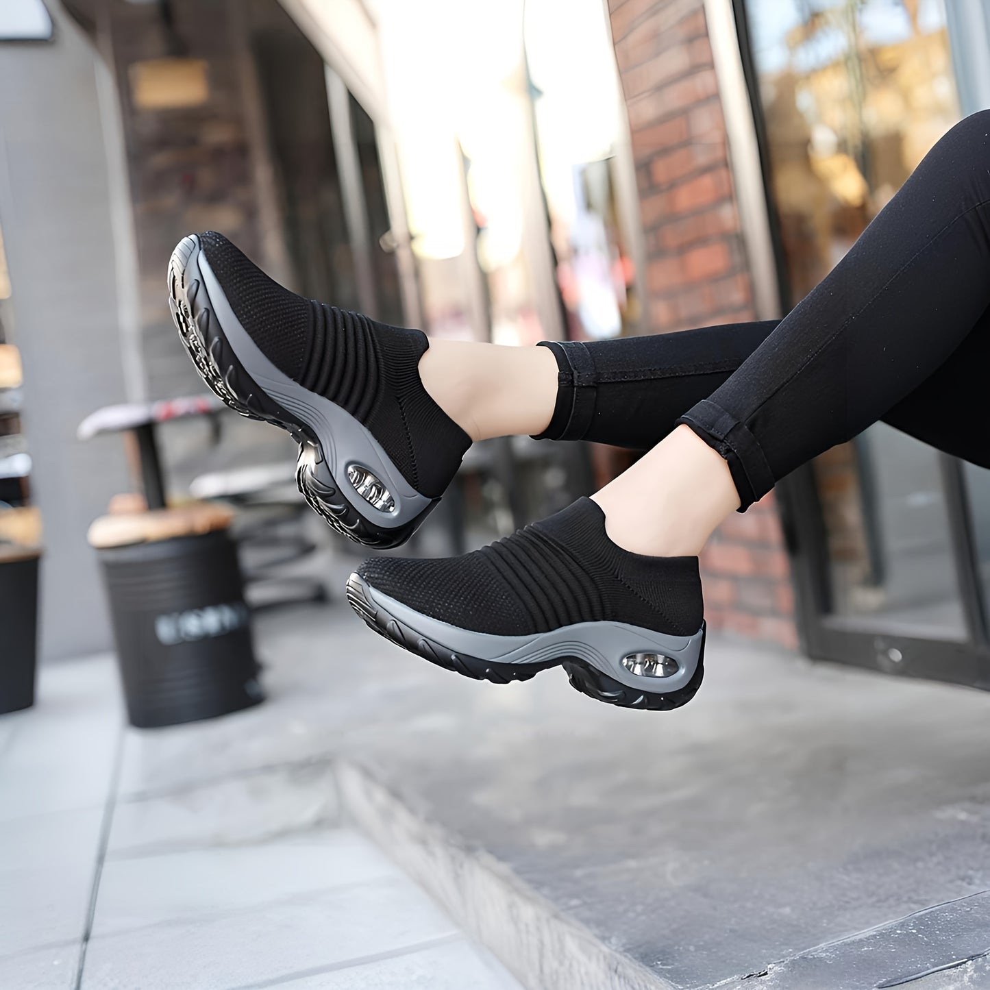 Women's Casual Sneakers - Geometric Pattern, Fabric Upper with PU Sole - Summer Footwear | Breathable & Lightweight | Pull On Low Top Design
