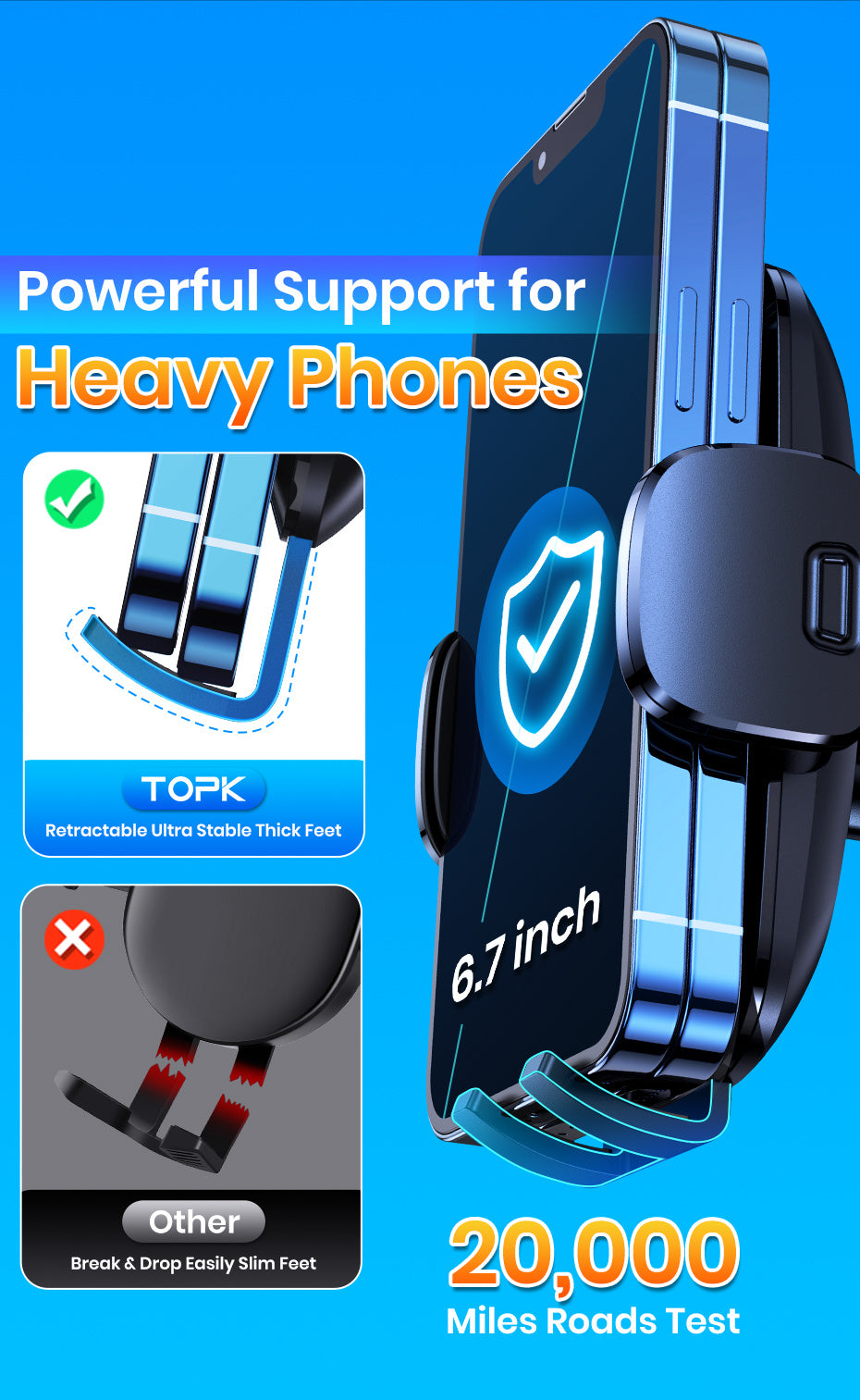 Phone Holder Mount, TOPK [Upgrade Auto Locking]  Phone Holder with Hook Clip for  Air Vent Compatible with iPhone  etc., Car Accessory, Travel Gadget, Compact Design, Secure Grip, Highquality Holder, Reliable Mount, Drivers,