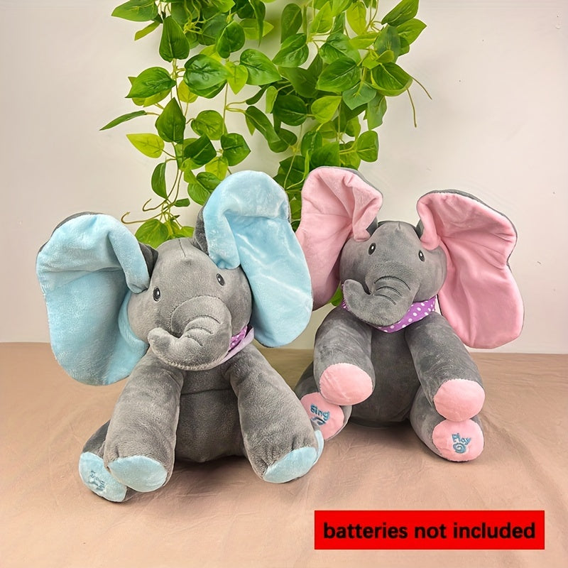 Hide-And-Seek Elephant Plush Toy, Baby Girl Hide-And-Seek Game Toy Singing Interactive Musical Toys, a Good Gift for Girls Over 6 Years Old Activity Ear Hide-And-Seek Bear Doll