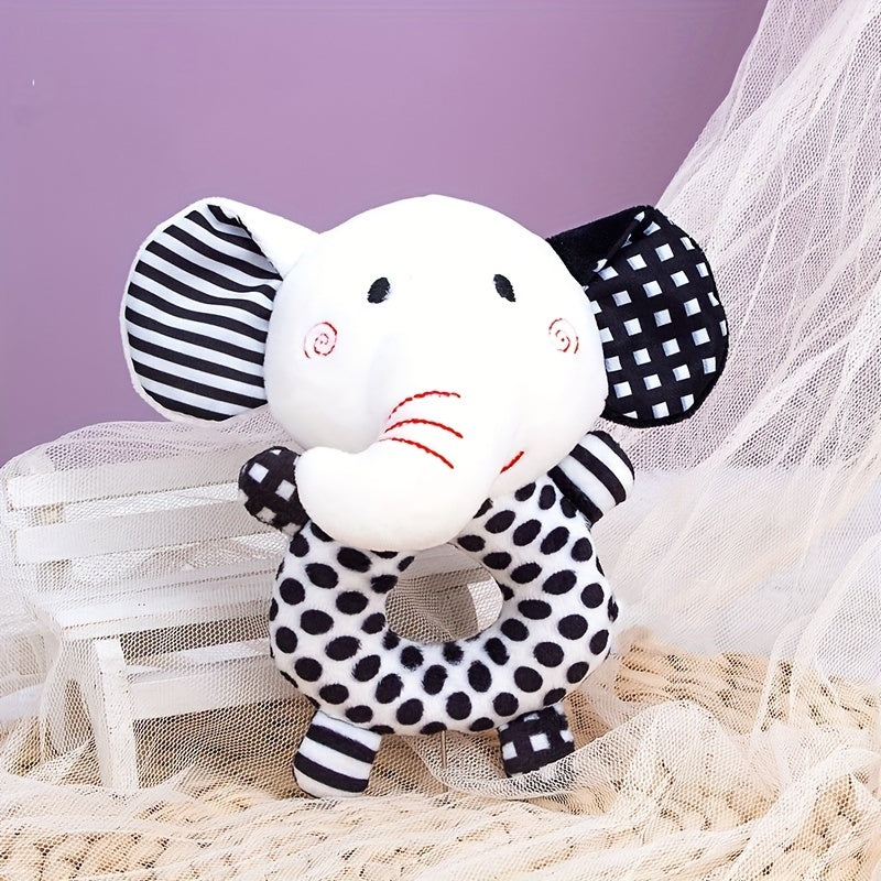 [Gift Ready, Baby Rattle] Black and White Baby Rattle Toy | Soft Texture, Polyester Fiber, Colorful Yarn Ball, Hand Grip Stick, Perfect Gift for Youngsters