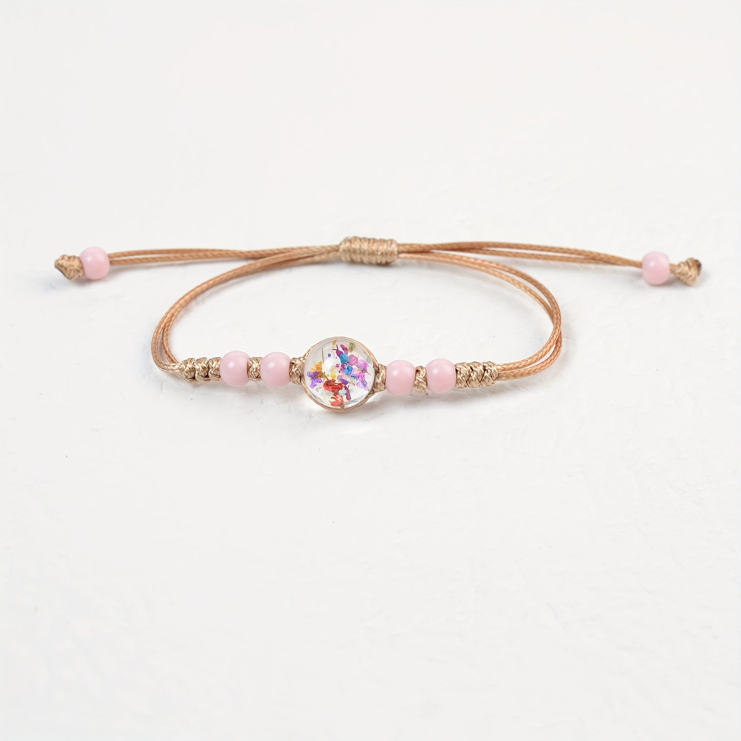 1pc Cute Full Star Dry Eternal Flower Decor Handmade Adjustable Bracelet, Exquisite Holiday Birthday Gift For Besties