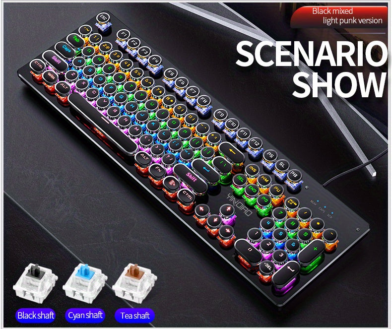 YinDiao Caller Mechanical Keyboard 104 Keys Green Axis Backlit Office E-sports Game Keyboard Wired USB Desktop Computer Notebook Universal