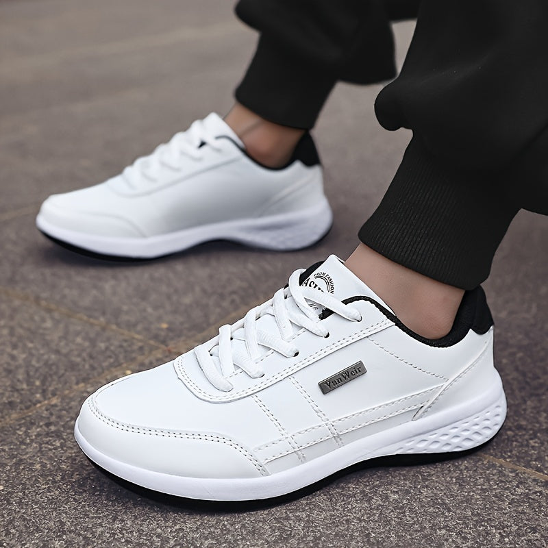 VanWeir Lightweight Men'S Shoes | Navy Blue/White, Lace-up sneakers with MD/TPR Sole, Breathable Fabric Lining for Outdoor, Hiking & Casual Wear
