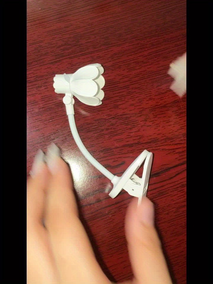 1/2/3pcs MINI Arm Adjustable LED Horn Flower Book Light - Battery-Powered Desk Lamp with Pink & White Design, Perfect for Reading at night, or Desktop Decoration, Portable reading Lighting, Desk Lamps for Home Office,mini boo