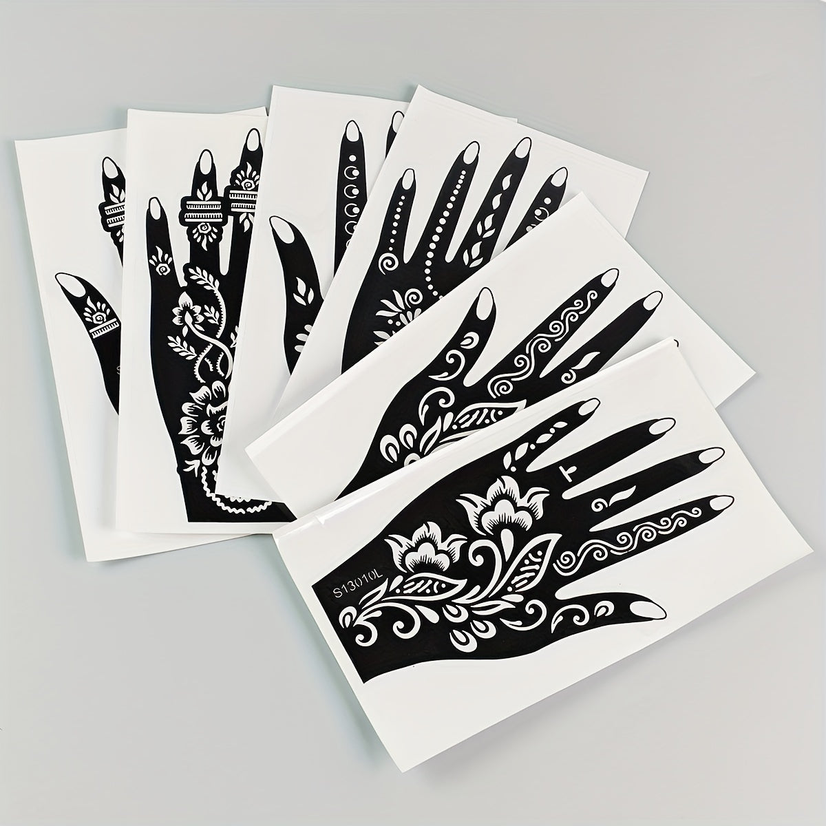 6 Sheets Good Quality Flower Pattern Henna Tattoo Stencil Stickers Color Painting Temporary Hand Tattoo Template Glitter Painting Hollow Stickers for Body Art Makeup Mehndi Designs