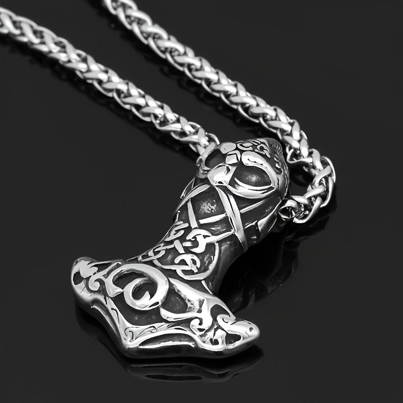 Domineering  Celtic Metal Odin Thor's Hammer Pendant Necklace Men's Punk Amulet Jewelry Party Gift
