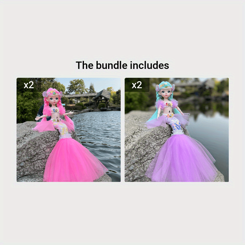 45cm/17.72inch Mermaid Doll Girl Toy Blue Eyed Children's Princess Doll Wedding Dress Doll Family Birthday Gift Fish Tail Can Be Unfolded, Christmas/Halloween/Thanksgiving Gift