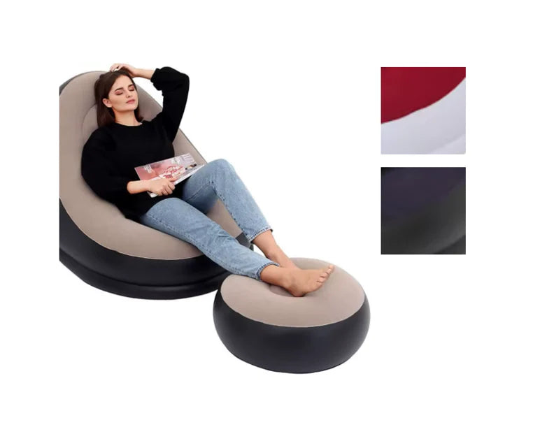 Inflatable Sofa Chair Single Size with Foot Stool 116 x 98 x 83cm
