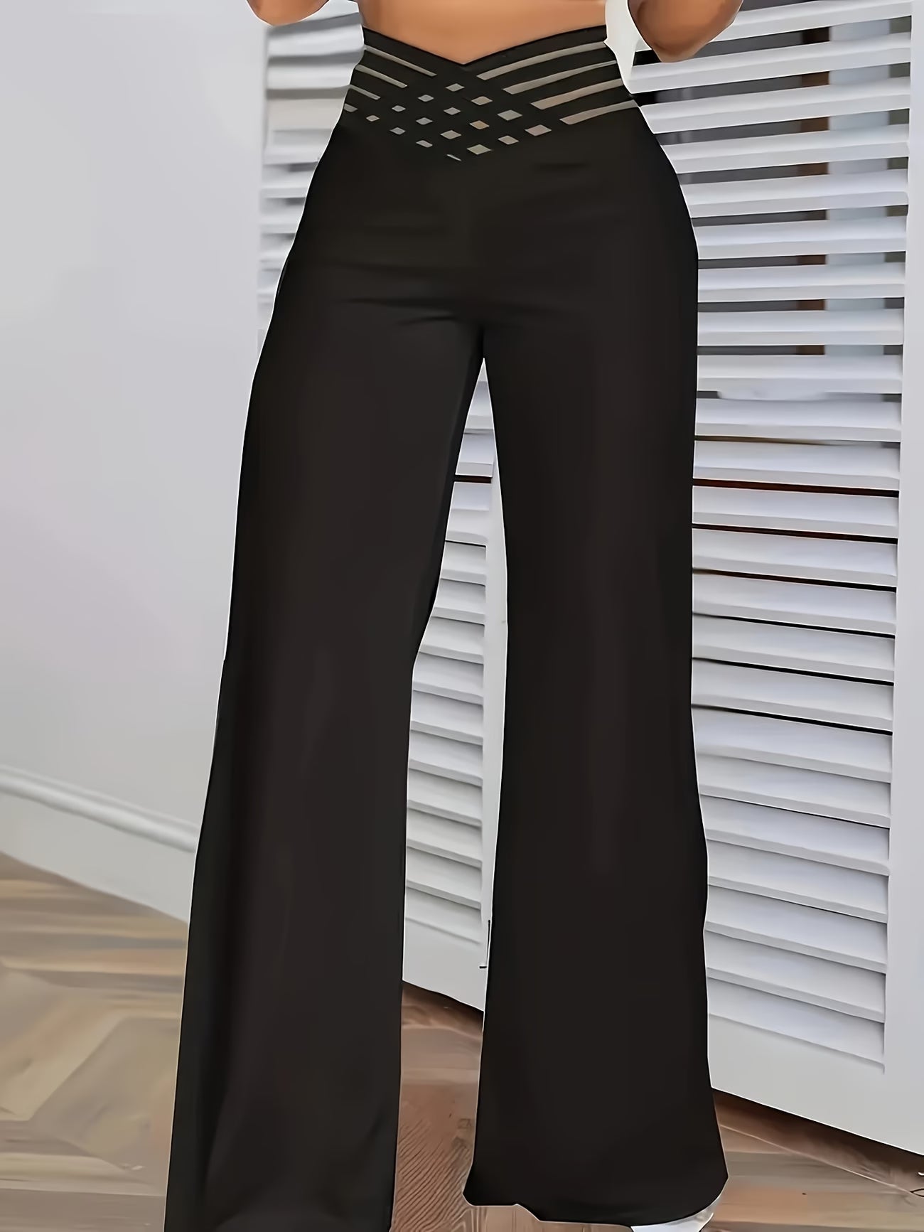 Women's Elegant Loose Wide-Leg Pants with Cross Waist