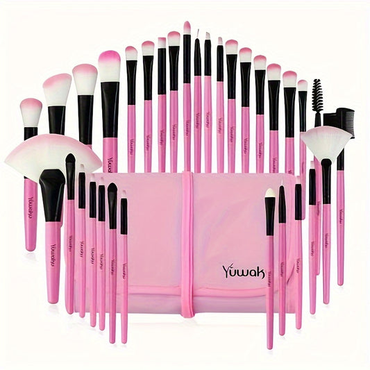 32Pcs Makeup Brushes Set, Professional Cosmetics Tools For Full Makeup, Assorted Colors, Storage Bag Included