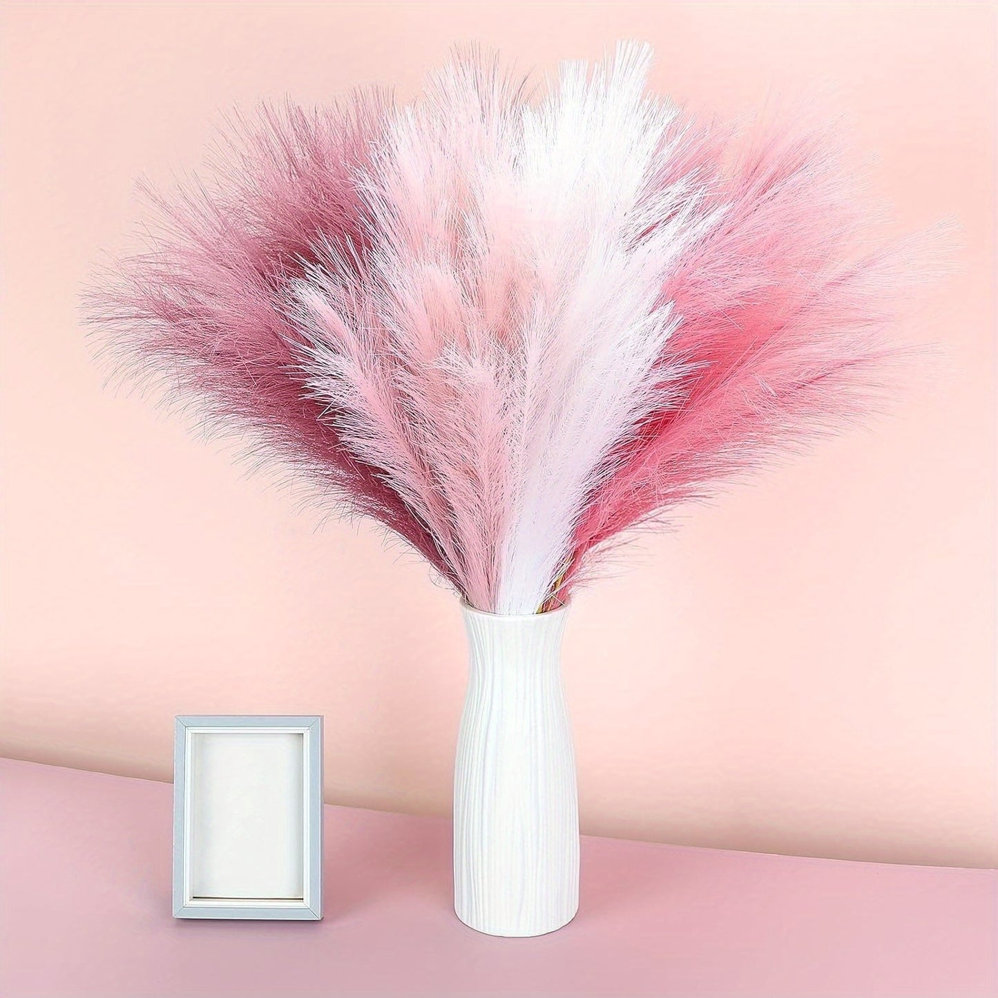 21pcs Artificial Pampas Grass - Faux Reed Feathers for Home & Wedding Decor, Perfect for Vase Display, Event Styling, Table Centerpiece, Natural Aesthetic, Minimalist Arrangement, Realistic Texture, Durable Stems, Feather Acc