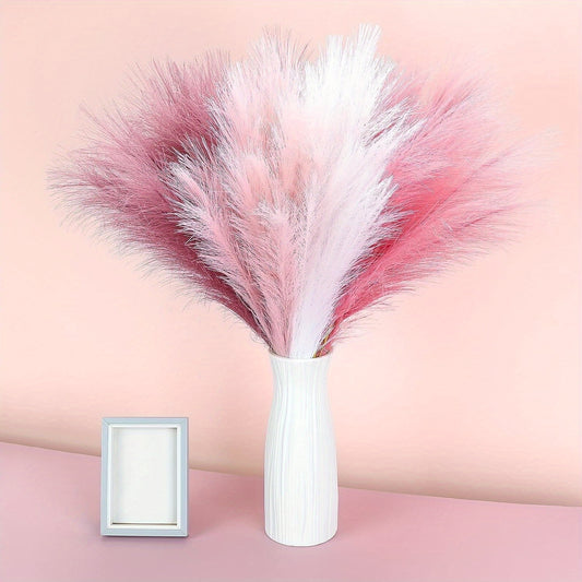 21pcs Artificial Pampas Grass - Faux Reed Feathers for Home & Wedding Decor, Perfect for Vase Display, Event Styling, Table Centerpiece, Natural Aesthetic, Minimalist Arrangement, Realistic Texture, Durable Stems, Feather Acc