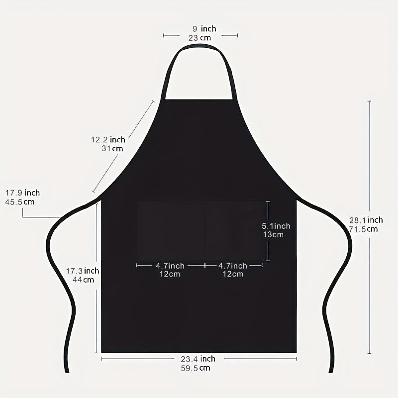 1pc Polyester Kitchenware Printed Apron With Pockets, Adjustable Oil & Stain Resistant Halter Apron For Chef Gardening Cooking Baking Florist Shop Painting Pinafore Barista, Bib Overalls