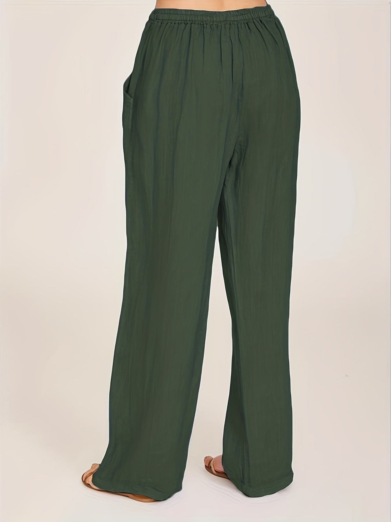 Drawstring Wide Leg Pants, Solid Loose Palazzo Pants, Casual Every Day Pants, Women's Clothing