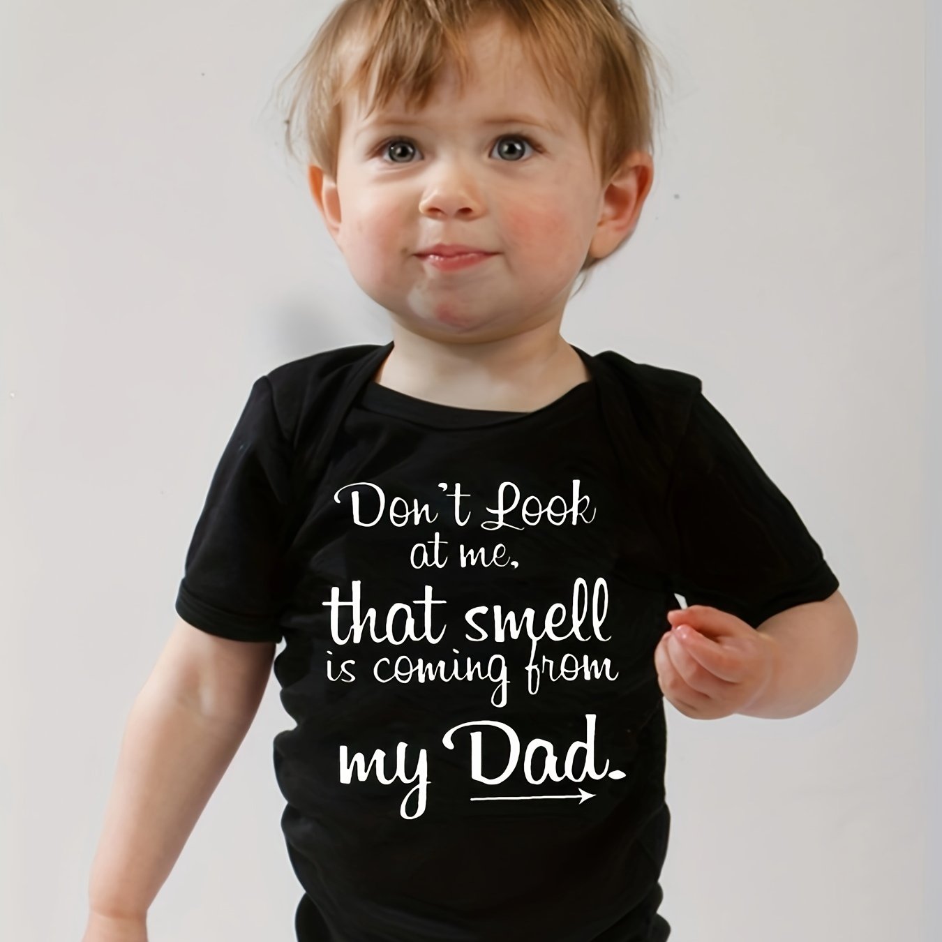 Girls Cute Letter Print Short Sleeve Onesie Clothes ''don't Look At Me'' Pregnancy Announcement Romper