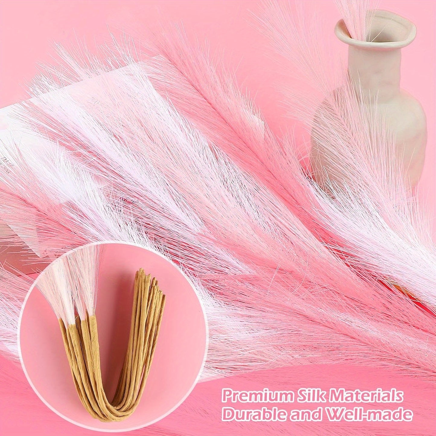 21pcs Artificial Pampas Grass - Faux Reed Feathers for Home & Wedding Decor, Perfect for Vase Display, Event Styling, Table Centerpiece, Natural Aesthetic, Minimalist Arrangement, Realistic Texture, Durable Stems, Feather Acc