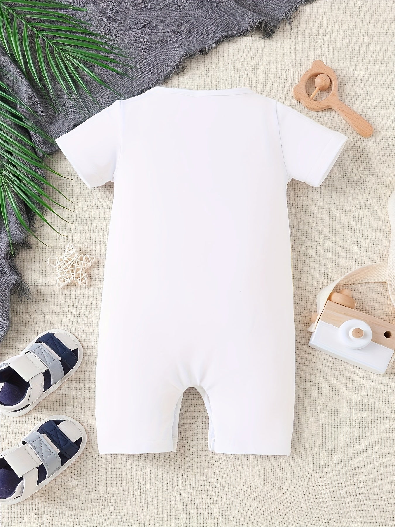 Baby Boys And Girls Casual "I Love My Mom & Dad" Printed Short Sleeve Romper, Cute Comfy Outdoor Jumpsuit Clothes