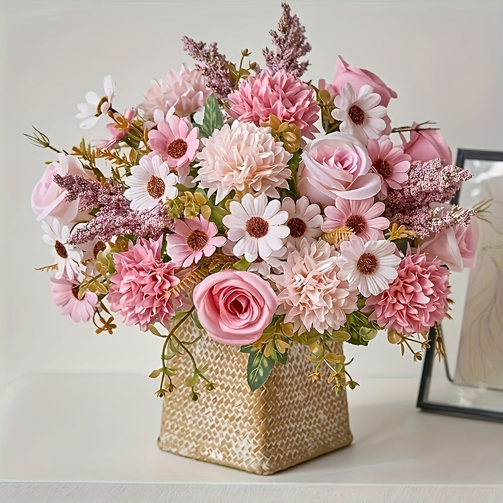 2 Bouquets of Vibrant Pink and White Peonies - Real Touch Artificial Flower Arrangement with Roses, Lavender, and Eucalyptus - Perfect for Weddings, Birthdays, Anniversaries, Mother'S Day - Indoor/Outdoor Decor, Holiday Celeb
