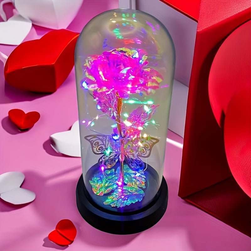 1pc Exquisite Hollow Butterfly LED Rose Cover - Illuminated, Decorative, and Romantic Gift for Valentines Day, Mothers Day, Wedding, Back-to-School, Holiday, Party, Mom, and Scene Layout Occasions