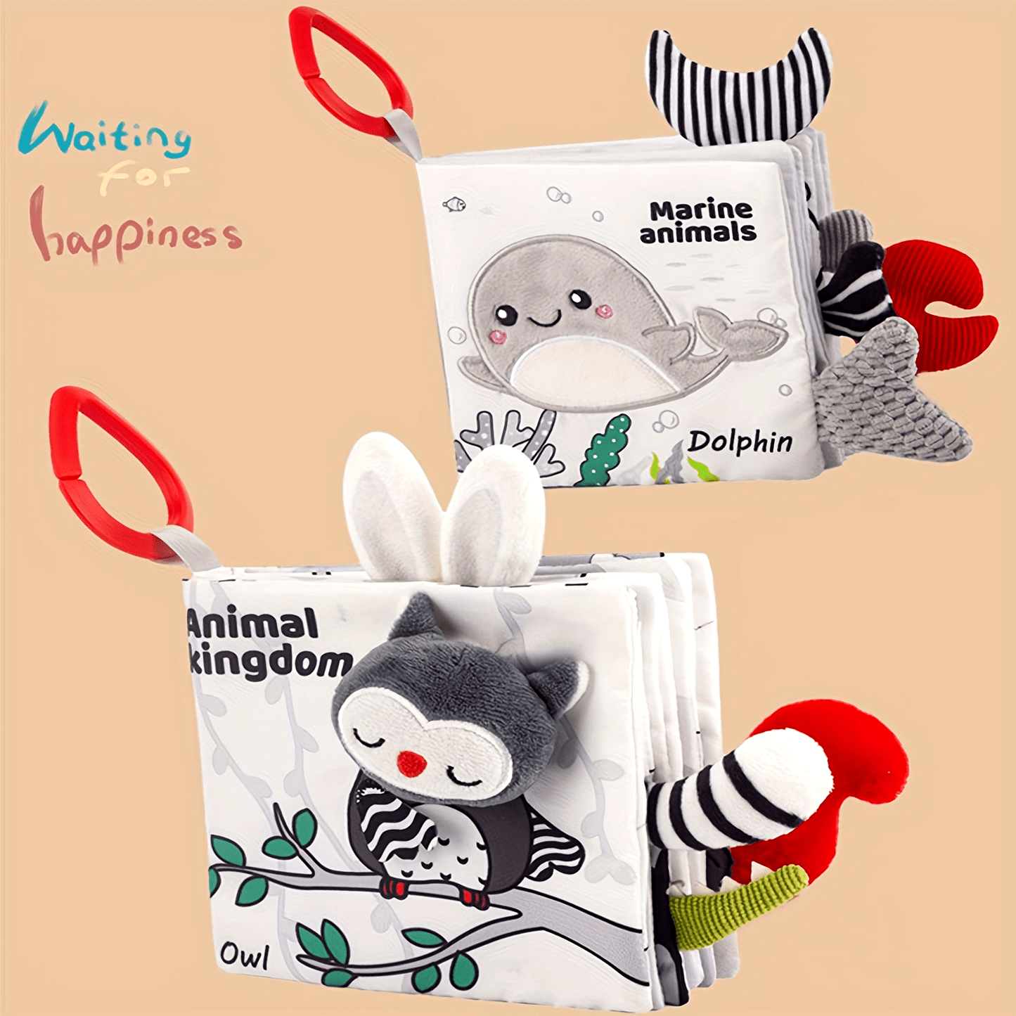 [3D Cloth Book] 3D Black and White Cloth Book | Early Education, Baby Cognitive Toys, Not Tear, Can Bite, Halloween Christmas Gifts