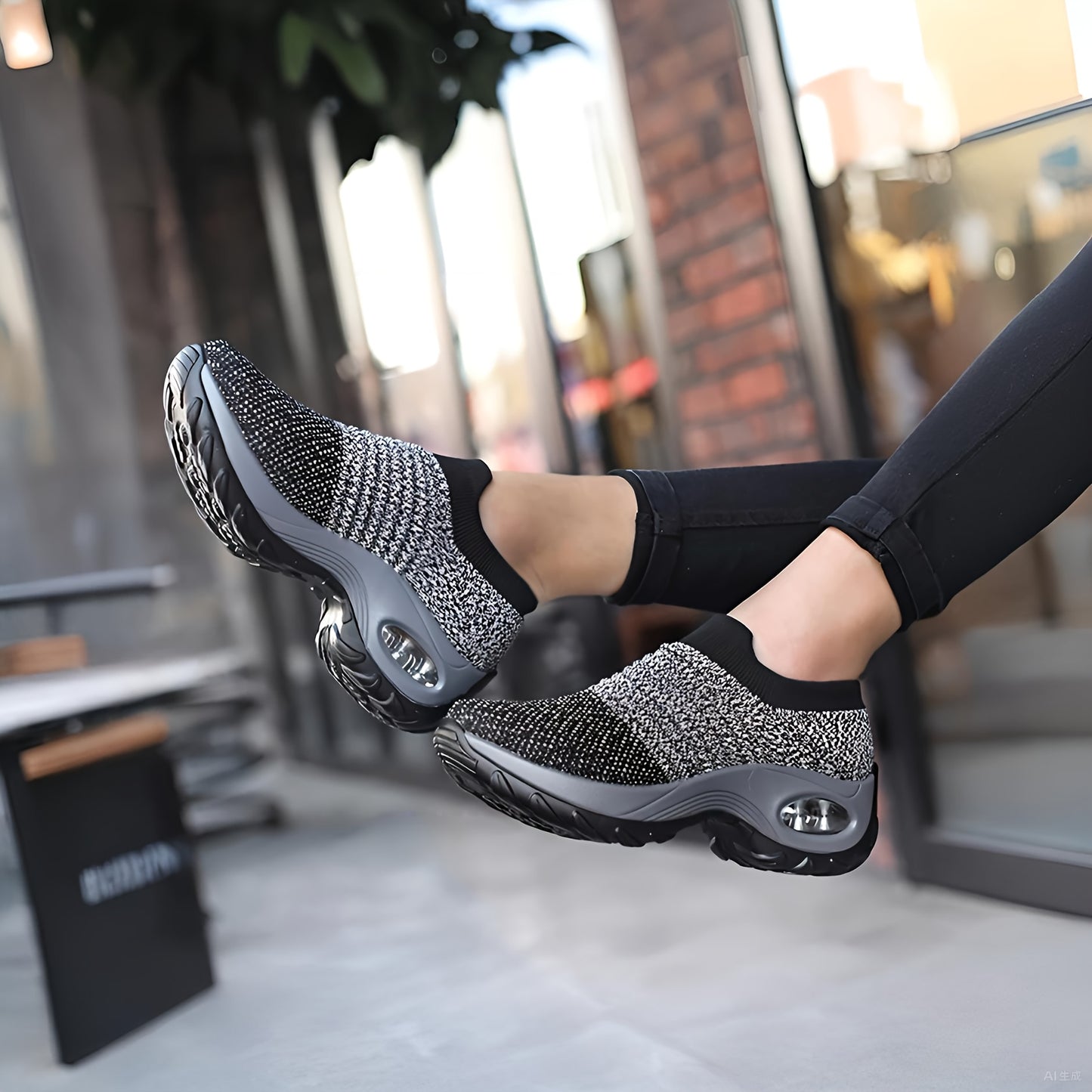 Women's Casual Sneakers - Geometric Pattern, Fabric Upper with PU Sole - Summer Footwear | Breathable & Lightweight | Pull On Low Top Design